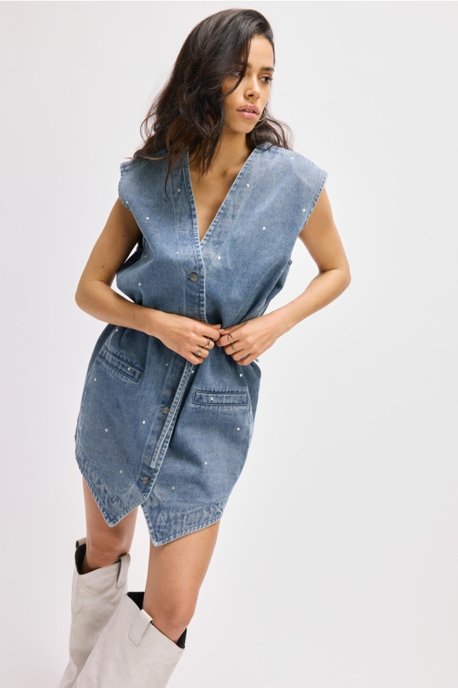 GUILIA GILET DRESS R2508672696 204 BLUE DENIM